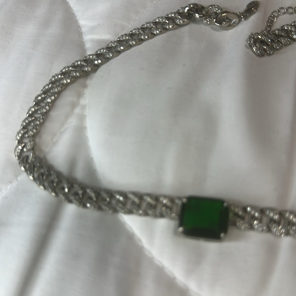 RACHEL ZOE tennis necklace with EMERALD stone - Picture 3 of 3